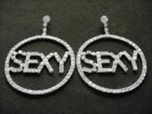 SEXY Hoop Earrings *NEW* NEW!! Rhinestone hoop earrings with S E X Y in the center of earrings in rhinestones. Size of earrings is 2 inches.