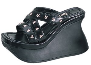 Pace-02 Star Sandals *NEW* NEW!! Slip on sandals with star studs on top of foot straps. Curved front of shoe. Heel height: 4 1/2