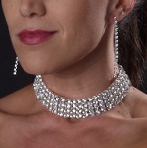 4 Row Large Stone Choker *NEW* NEW!! Rhinestone choker with 4 rows and large stones.