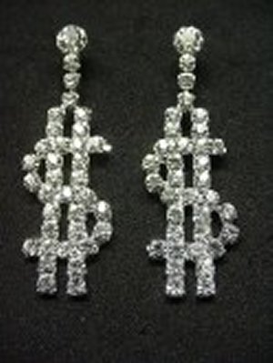 Dollar Sign Earrings *NEW* NEW!! Rhinestone earrings in the shape of dollar signs. Feel like a million bucks, or just pass the hint that you'd like some dollars with these eye catching earrings. These earrings are 2 inches in size.