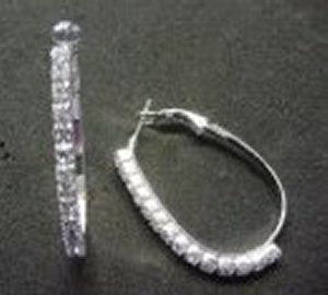 Rhinestone Oval Earrings *NEW* NEW!! Rhinestone tear drop shaped earrings, with rhinestone strip in front only. Size is 1 1/2 inches.