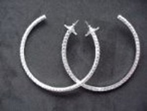 Large Hoop Earrings *NEW* NEW!! Rhinestone hoop earrings. Larger than others offered. Size is 2 1/2 inches.