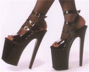 Xtrm 773 *NEW* NEW!! 8 inch spike heel shoe with 
two buckles on top of foot and 
buckle on ankle. Color as shown. 
Sizes: 5-12.